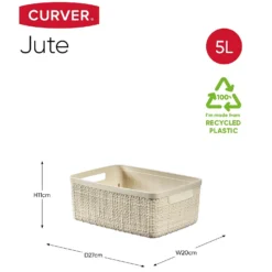 Curver Jute Small Recycled Storage Basket - 5L White -Livora Home Shop 13965909 1364995188282910