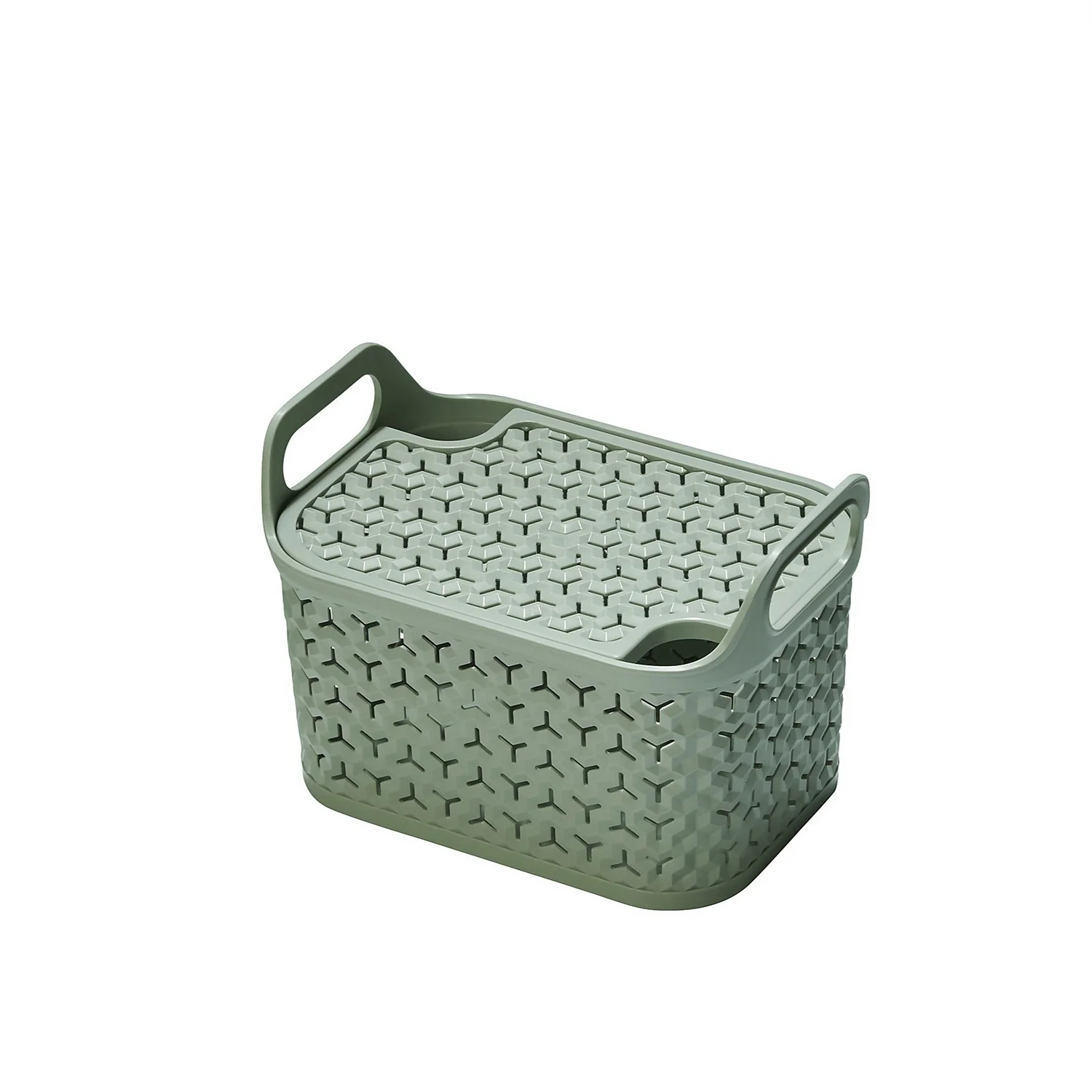 Small Urban Storage Basket With Lid - Green 3 Small Urban Storage Basket With Lid - Green