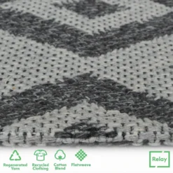 Recycled Cotton Geometric Rug - Grey - 160x230cm -Livora Home Shop 14015872 1765006092093170