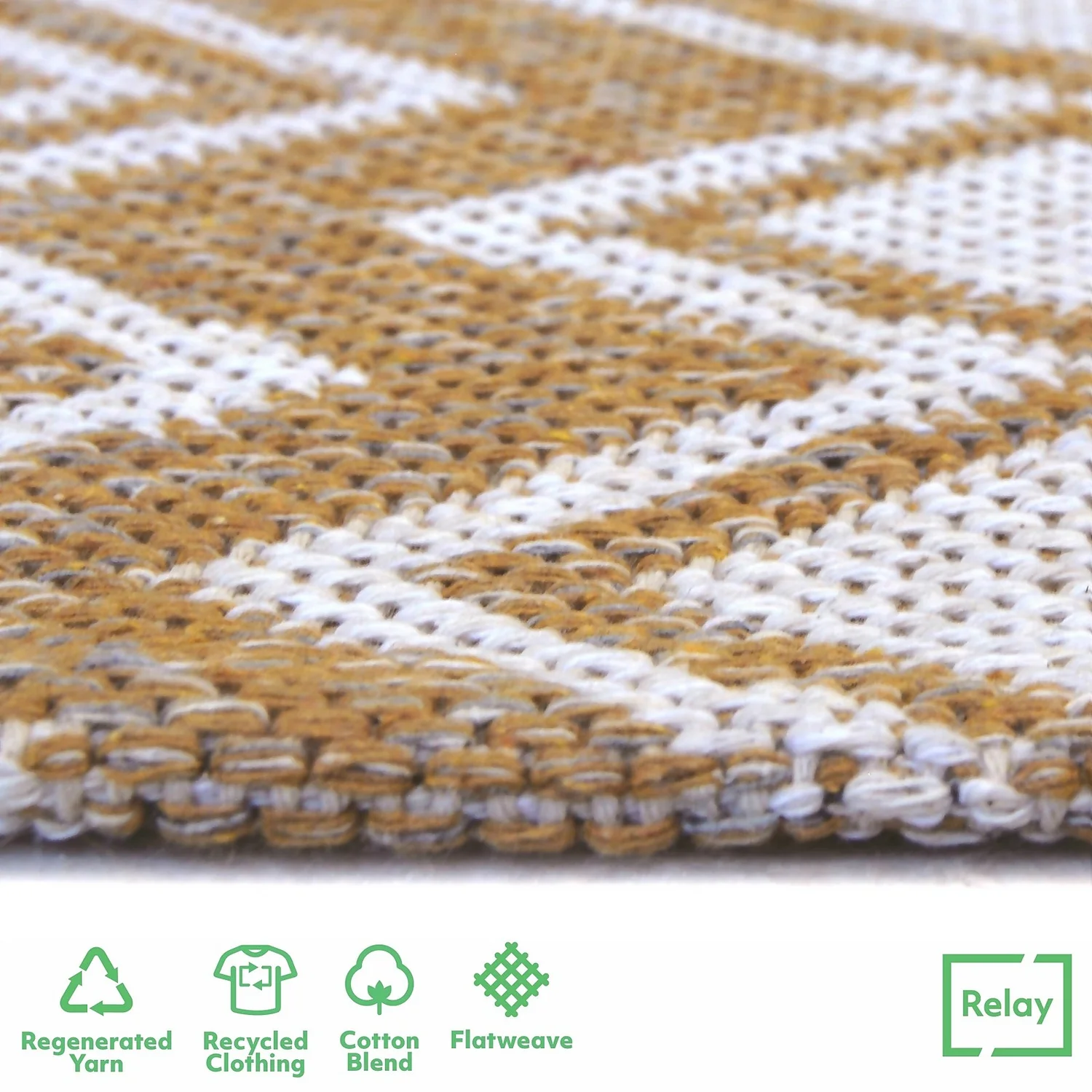 Recycled Cotton Tribal Rug - Ochre - 60x180cm 6 Recycled Cotton Tribal Rug - Ochre - 60x180cm - Image 4