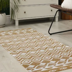 Recycled Cotton Tribal Rug - Ochre - 60x180cm 13 Recycled Cotton Tribal Rug - Ochre - 60x180cm -Livora Home Shop 14015877 9665006094603555