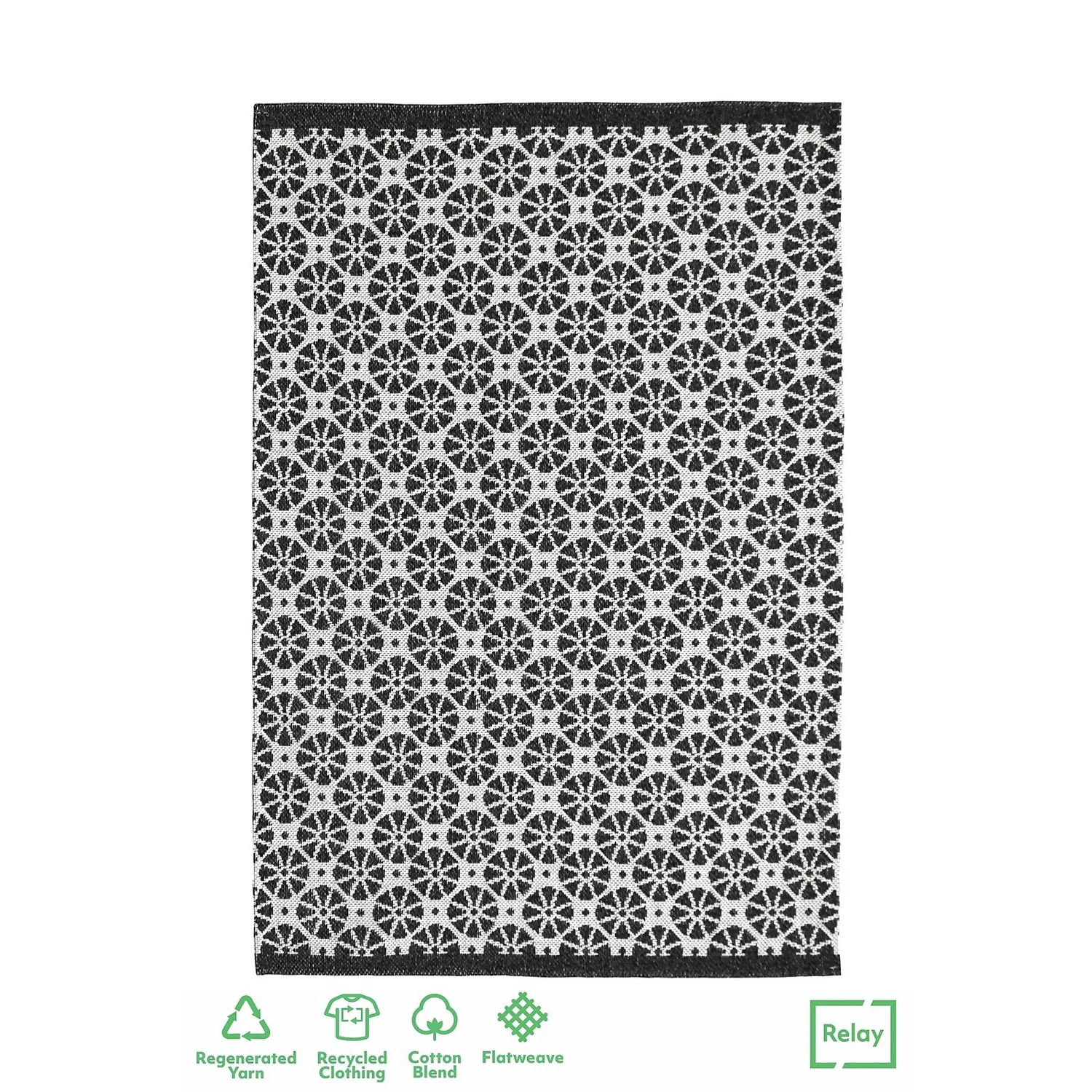 Recycled Cotton Starburst Rug - Monochrome - 100x150cm 3 Recycled Cotton Starburst Rug - Monochrome - 100x150cm