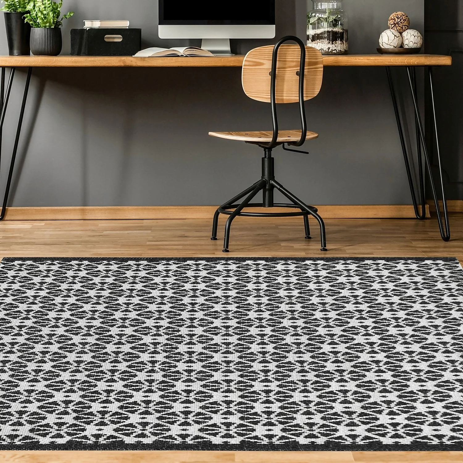 Recycled Cotton Starburst Rug - Monochrome - 100x150cm 8 Recycled Cotton Starburst Rug - Monochrome - 100x150cm - Image 6
