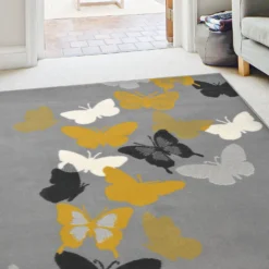 Butterfly Rug - Grey & Ochre - 120x170cm -Livora Home Shop 14015949 9315006085530199