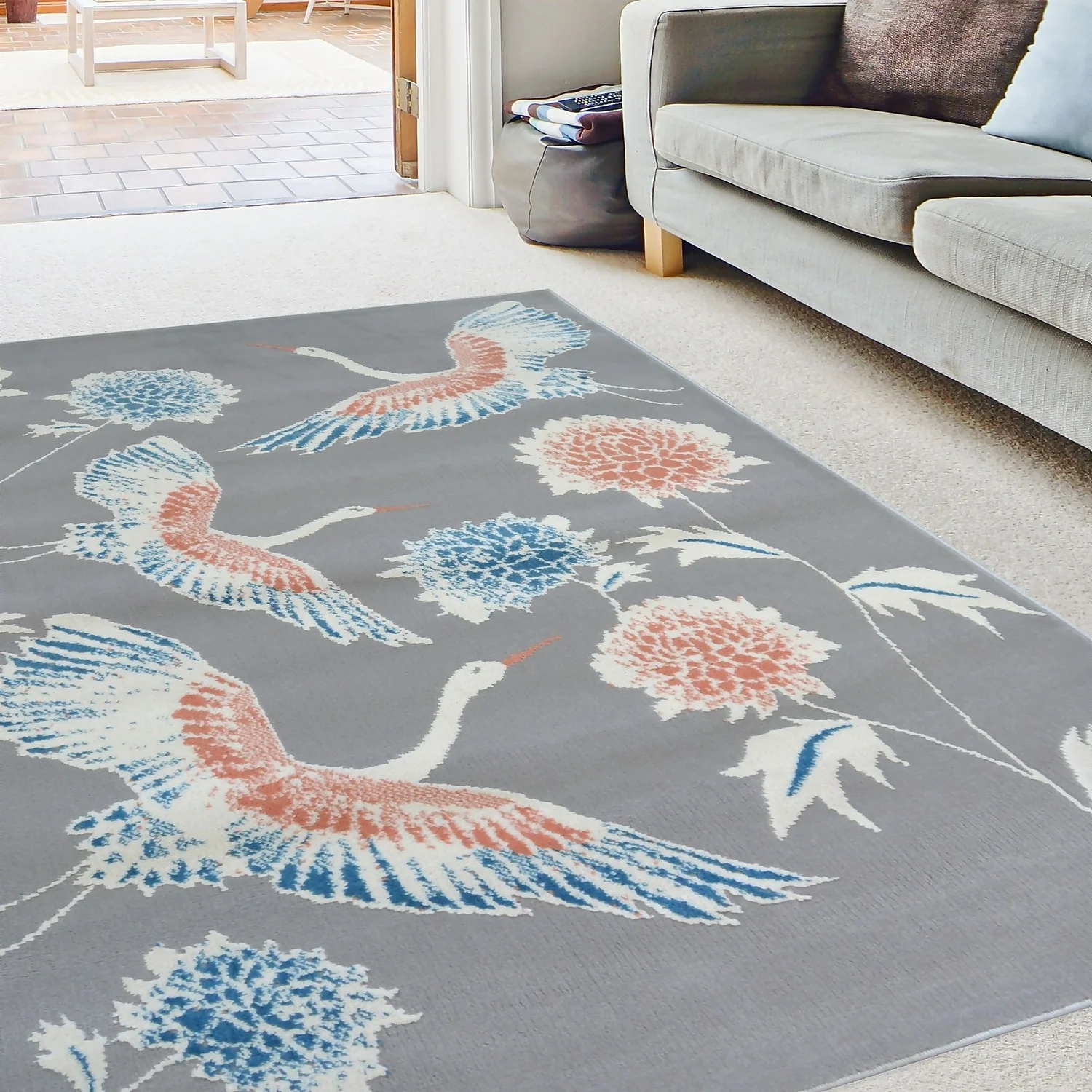 Abstract Birds Rug - Grey - 120x170cm 7 Abstract Birds Rug - Grey - 120x170cm - Image 5