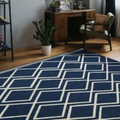 County Diamonds Indoor/Outdoor Rug - Navy - 120x170cm -Livora Home Shop 14016056 1005006085862626