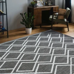County Diamonds Indoor/Outdoor Rug - Silver - 160x230cm -Livora Home Shop 14016059 1575006087351493