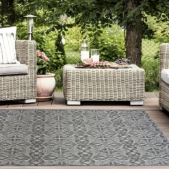 County Victorian Indoor/Outdoor Rug - Grey - 120x170cm -Livora Home Shop 14016063 3245006087533452