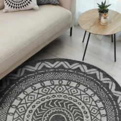 County Circle Indoor/Outdoor Rug - Grey - 133cm -Livora Home Shop 14016069 1635006085243906