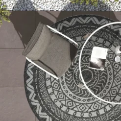 County Circle Indoor/Outdoor Rug - Grey - 133cm -Livora Home Shop 14016069 6425006085318924