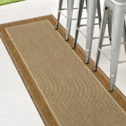 Denver Border Indoor/Outdoor Rug - Latte - 80x200cm -Livora Home Shop 14016071 9255006092478373