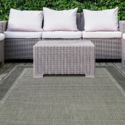 Denver Border Indoor/Outdoor Rug - Grey - 160x230cm -Livora Home Shop 14016078 1285006088875802