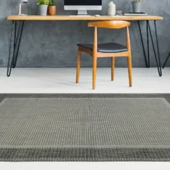 Denver Border Indoor/Outdoor Rug - Grey - 160x230cm -Livora Home Shop 14016078 1315006088820311