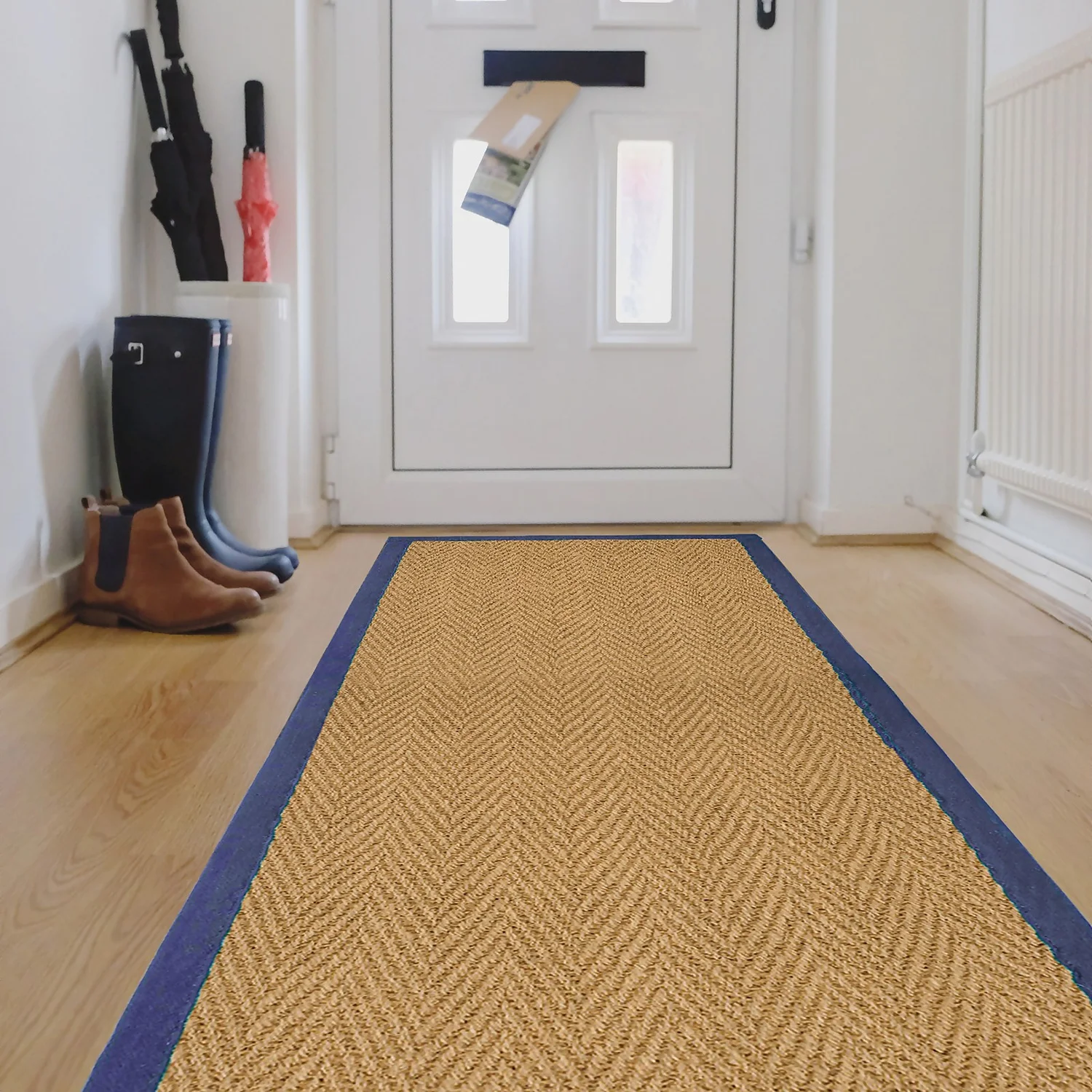 Herringbone Runner With Border - Blue - 60x180cm 4 Herringbone Runner With Border - Blue - 60x180cm - Image 2