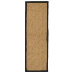 Herringbone Runner With Border - Black - 60x180cm