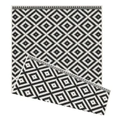 Duo Weave Indoor/Outdoor Rug - Geo Black - 120x170cm