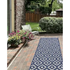 Indoor Outdoor Geo Runner - Navy - 67x200cm -Livora Home Shop 14758890 1595053508750019