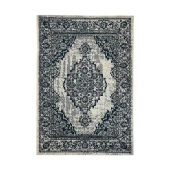 Indoor Outdoor Medallion Rug - Navy - 120x170cm