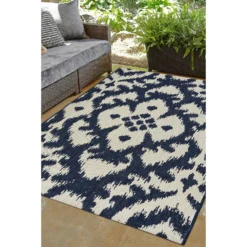 Indoor Outdoor Ikat Rug - Navy - 160x230cm -Livora Home Shop 14758907 1845053509553038